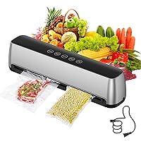 Vacuum-Sealer-Machine - Food-Vacuum-Sealer Automatic Air Sealing System for Food Storage Dry and Wet Food Modes LED Indicator Compact Design 11.8 Inch with 15Pcs Seal Bags Starter Kit