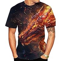 Men's Planet Top 3D Printed T-Shirt Shirt Casual Short-Sleeved T-Shirt Dragon Animal Print