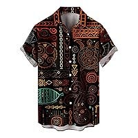 Men's Hawaiian Shirt Short Sleeves Printed Button Down Summer Beach Dress Shirts Comfy Blouse Tops for Men