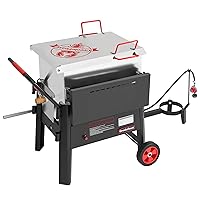 CFB3001 70 QT Single Sack Crawfish Boiler, Outdoor Propane Gas Seafood Cooker with Foldable Cylinder Bracket and Stirring Paddle for Seafood & Crawfish Season, Black