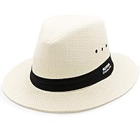 Panama Jack Natural Matte Toyo Safari Sun Hat with Black Band, 2 1/2