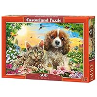 CASTORLAND 500 Piece Jigsaw Puzzle, Best Pals, Cats and Dogs, Animal Puzzle, Sweety Puppy and Kitten, Adult Puzzle, Castorland B-53728