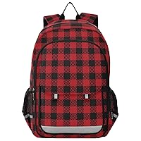 ALAZA Black and Red Lumberjack Plaid Reflective Backpack Outdoor Sport Safety Bag