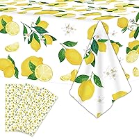 Wiooffen 3 Pcs Lemon Tablecloth Party Yellow Lemonade Supplies Lemons Summer Party Tablecover for Lemon Theme Birthday Party Wedding Bridal Shower Supplies Lemon Table Cover Table Decorations