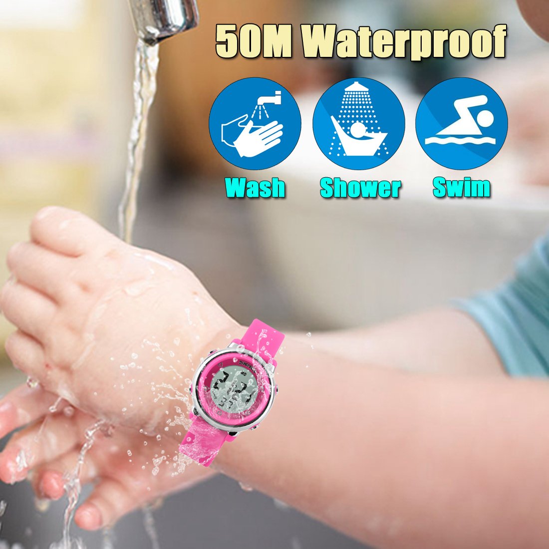 Kid Watch Multi Function 50M Waterproof Sport LED Alarm Stopwatch Digital Child Wristwatch for Boy Girl