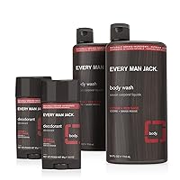 Every Man Jack Men’s Body Wash + Deodorant Set - Cleanse All Skin Types and Fight Odors with Naturally Derived Ingredients and a Cedar + Red Sage Scent - 24oz. Body Wash Twin Pack + Deo Twin Pack