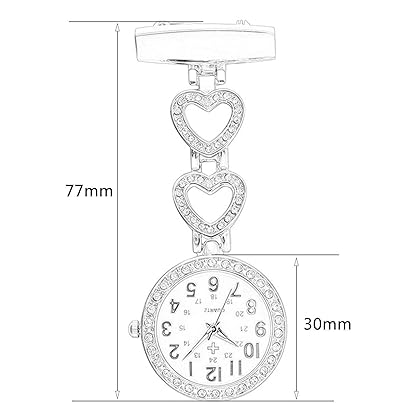 GORBEN Womens Mens Heart Steel Crystal Nurses Pocket Watches Fob Watches,Doctor Paramedic Tunic Brooch Clip On Watch
