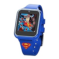 Accutime Superman Touchscreen Interactive Smart Watch for Kids - Blue Educational Timepiece with Camera, Games & Pedometer - Engaging Learning Toy for Boys & Girls