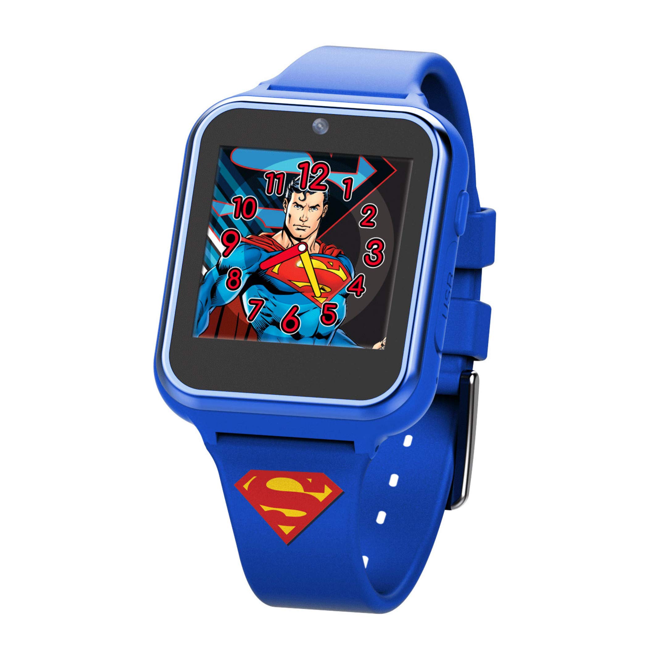 Accutime Kids DC Comics Superman Man of Steel Blue Educational Learning Touchscreen Smart Watch Toy for Boys, Girls, Toddlers - Selfie Cam, Learning Games, Pedometer and More (Model: SUP4360AZ)
