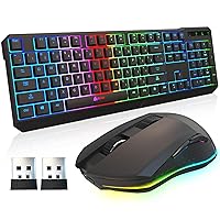 KLIM Blaze & Chroma Wireless Bundle - New 2024 - Wireless Gaming Keyboard and Mouse Combo - Responsive Durable Ergonomic - Backlit Keyboard - RGB Gaming Mouse Wireless - Long-Lasting Built-in Battery