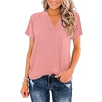 Heymiss Womens Summer Tops Short Sleeve Shirts Casual Casual V Neck T-Shirt Loose Fit S-2XL