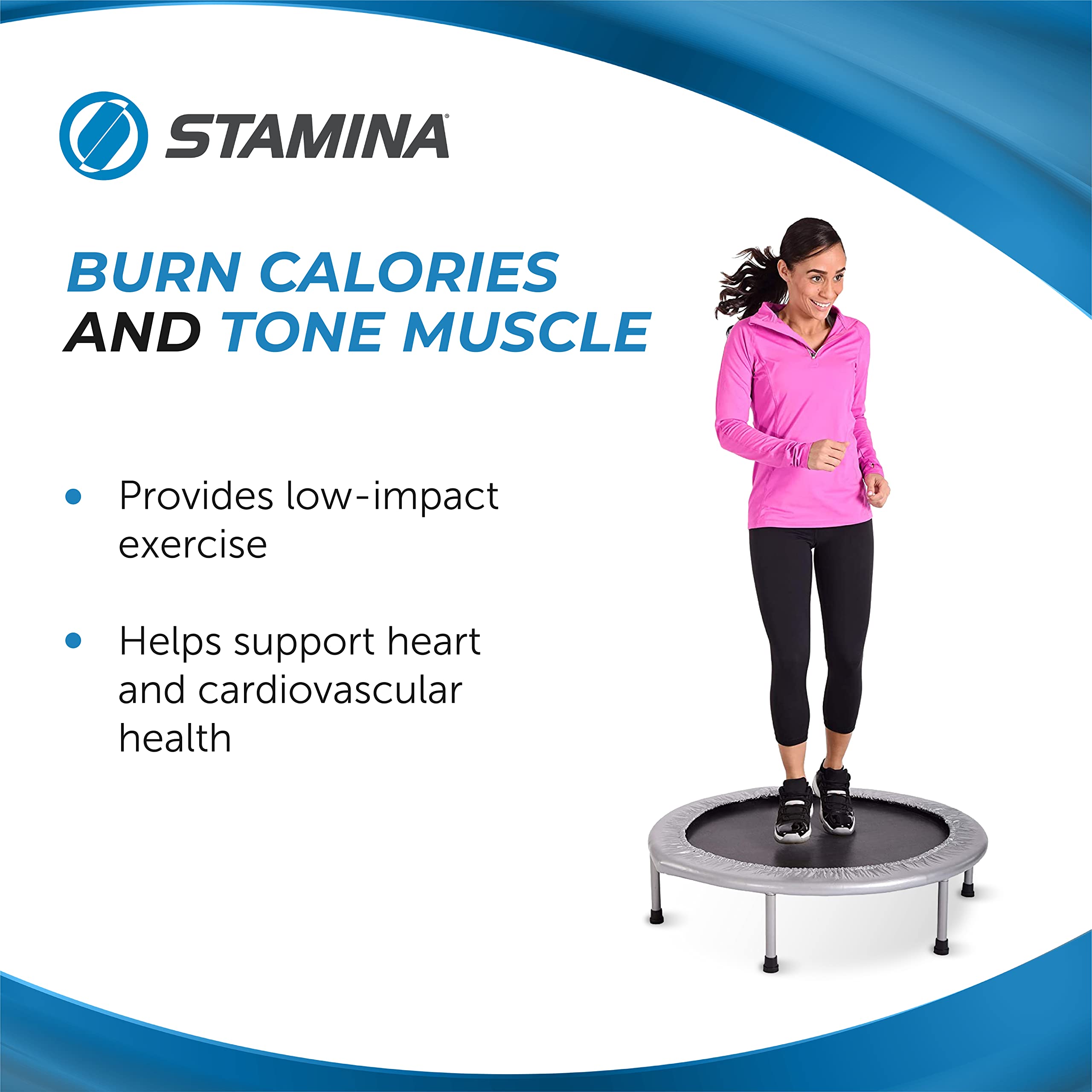 Stamina Fitness Trampoline - Exercise Trampoline with Smart Workout App - Indoor Trampoline Fitness Rebounder