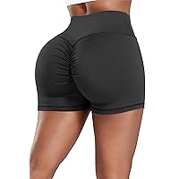 CFR Women Athletic Shorts Scrunch Butt Lifting High Waist Workout Sport Compression Gym Fitness Summer Shorts Hot Pants B1-Black,S