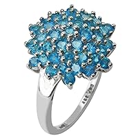 Certified Neon Apatite Round Shape Natural Earth Mined Gemstone 14K White Gold Ring Anniversary Jewelry for Women & Men