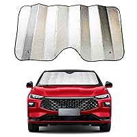 1 Pack Car Windshield Cover, 55.1 Inches x 27.5 Inches Sun Shade, Automobile Protective Replacements, Universal for Most Cars, Trucks and Vans (Silver)