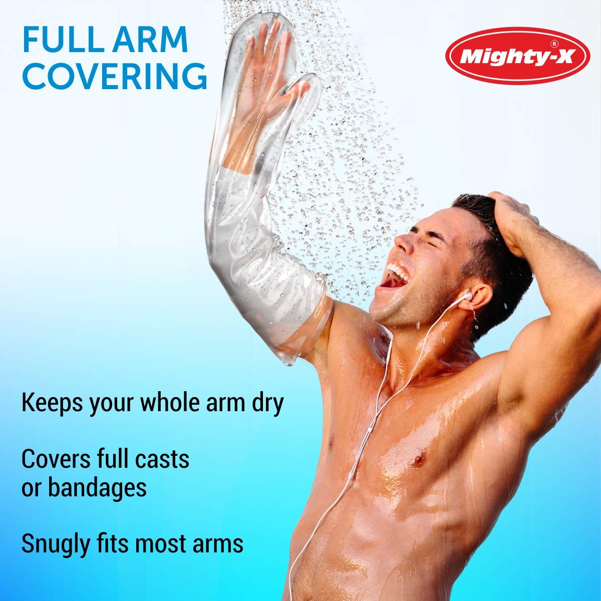 100% Waterproof Cast Cover Arm - [Tight Seal] - 2pk Reusable Full Size Adult Cast Covers for Shower Arm