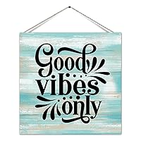 Farmhouse Wooden Pallet Sign Good Vibes Only Old Fashioned Wood Family Sign with Sayings Wooden Wall Hanging Door Plaque Home Wall Hanging Decor for Cabin Bedroom 12 Inch