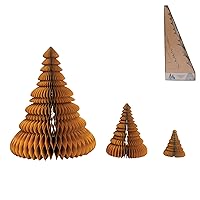 Creative Co-Op 20' Round x 26' H, 9-1/2' Round x 12' H & 5' Round x 6' H Handmade Recycled Paper Folding Honeycomb Trees w/Glitter, Chestnut Color, Set of 3