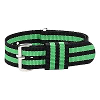 Clockwork Synergy, LLC 18mm Nato Ss Nylon Loop Striped Black/Lime Green Interchangeable Replacement Watch Strap Band