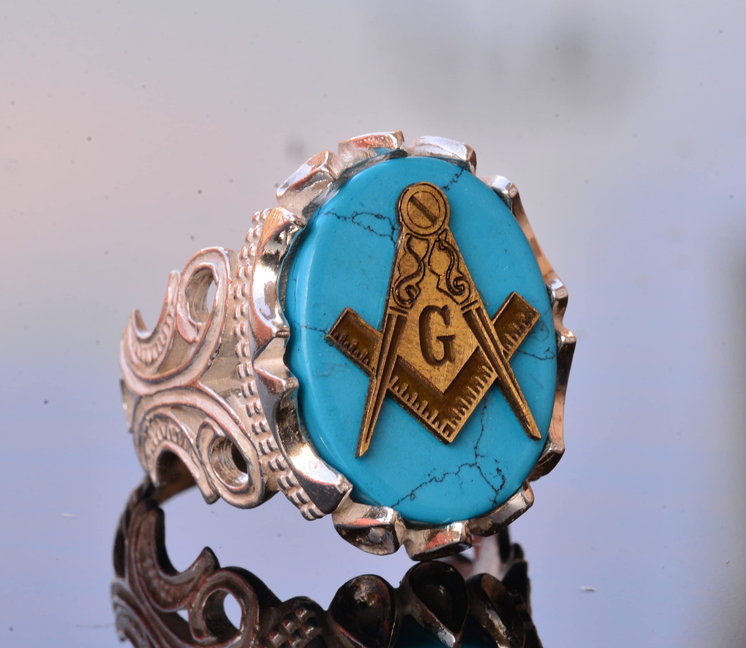 Masonic Ring For Men, Free Mason, Master Mason, Goth, Alchemy, Witchcraft, Signet Ring, Celtic, 925 Sterling Silver Ring