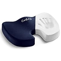 ComfiLife Premium Comfort Seat Cushion - Non-Slip Orthopedic 100% Memory Foam Coccyx Cushion for Tailbone Pain - Cushion for Office Chair Car Seat - Back Pain & Sciatica Relief (Navy)