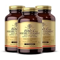 SOLGAR Ester-C Plus 1000 mg Vitamin C (Ascorbate Complex) - 90 Tablets, Pack of 3 - Gentle & Non Acidic - Supports Upper Respiratory Health - Non-GMO, Gluten Free - 270 Total Servings