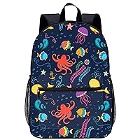 Bright Marine World 17 Inch Laptop Backpack Large Capacity Daypack Travel Shoulder Bag for Men&Women