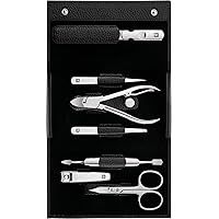 ZWILLING Beauty Classic INOX Manicure and Pedicure Nappa Leather Case with Snap Closure, Nail Care Kit, 8-Piece, Premium Travel Nail Kit, Black