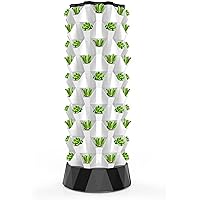 Hydroponics Tower, Vertical Aquaponics Grow System, Soilless Cultivation Aeroponics Growing Kit for Herbs, Fruits and Vegetables with Hydrating Pump, Timer, Adapter, Seeding Bed &
