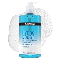 Hydro Boost Fragrance Free Hydrating Gel Facial Cleanser with Hyaluronic Acid, Daily Foaming Face Wash & Makeup Remover, Gentle Face Wash, Non-Comedogenic, 16 fl. oz