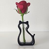 Cat Flower Vase Japanese Mino Ware | Cat Design | Home Decor Traditional Handmade Ceramic | Modern Unique | Kitchen Living Room | 3.9 inch | Black Kitty