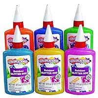 Colorations® Rainbow Glitter Gloo, 6 Colors, Each 4oz, Use with Crafts, Great for Crafting & Decorating, Brighten up Drawings, Posters, School Projects, Crafting, Greeting Cards, Scrapbooking