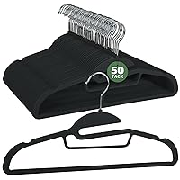 Plastic Hangers, 50 Pack Coat Hangers Rubber Coated Clothes Hangers with Non-Slip Design, Ultra Slim & Heavy Duty Suit Hangers, Space Saving Hangers for Closet (Black- S Shaped)