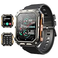 WalkerFit M2 Rugged Smart Watch for Men, Military Smartwatch for Android Compatible with iPhone,Fitness Watch for Blood Pressure Monitor,with Text and Call,IP68 Waterproof,1.8