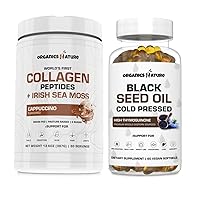 Collagen Peptides Sea Moss Cappuccino & Black Seed Oil Capsules 1000MG Softgels Bundle