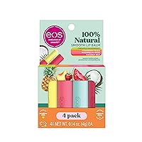 eos 100% Natural Variety Pack Lip Balm Sticks, Coconut Milk, Watermelon Frose, Pineapple Passionfruit, & Strawberry Peach, Lip Care, Pack of 4