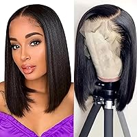 Bob Wig Human Hair 13x4 HD Lace Front Wigs Human Hair Pre Plucked 180% Density Free Part Short Bob Wig With Baby Hair Straight Bob Lace Front Wigs Human Hair for Women（14in）