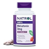 Natrol Melatonin 3mg, Strawberry-Flavored Dietary Supplement for Restful Sleep, 200 Fast-Dissolve Tablets, 200 Day Supply