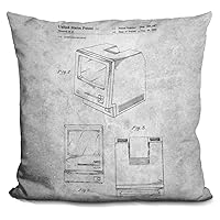 Vintage Computer Blueprint Decorative Accent Throw Pillow