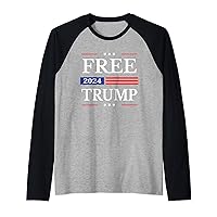Free Donald Trump 2024 President American Flag Free Trump Raglan Baseball Tee