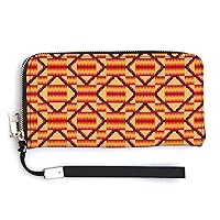 African Kente Pattern Fashionable Handheld Wallet Credit Card Change Handbag Travel Purses Money Organizers Cell Phone Bag