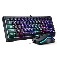 60% Gaming Keyboard and Mouse, Hiwings RGB Wired RGB Keyboard with Computer Mouse Portable Compact Mini Keyboard for Windows/Mac/PC/Laptop