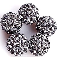 Lots of Pave Shine Gray Grey Beads 10mm for Jewelry Making (10 Beads Per Lots)