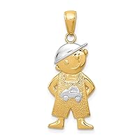 Charms Collection 14k and Rhodium Boy w/Hands in Pockets Pendant K4755
