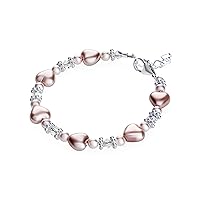 White and Pink Heart Bracelet with European Crystals Baby Girl Spring Bracelet (B1702)
