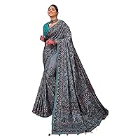 Indian Wedding Banarasi Silk Diamond & Mirror Work Saree Blouse Woman Muslim Sari 2473