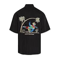Bamboo Cay Mens Short Sleeve Always 5 Oclock Casual Embroidered Button Up Shirt