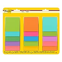 Post-it Super Sticky Notes, 3x3 in, 15 Pads, 2x the Sticking Power, Assorted Bright Colors, Recyclable(654-5SSAN)