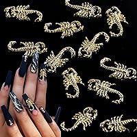 3D Gold Nail Art Steel Studs Scorpion Shape Flatback Metal Nail Art Accessories Nail Scorpion Design for Women Nail DIY Tools Manicure Decorations 20Pcs