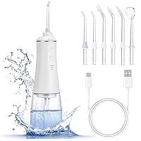 Water Flosser Cordless for Teeth, Dental Oral Irrigator with 3 Modes 6 Jets, IPX7 Waterproof, Portable Water Teeth Cleaner Picks for Home Travel